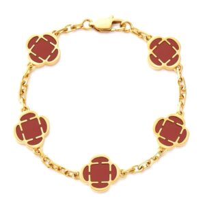 Howlite Clover Stone Bracelet (Gold)