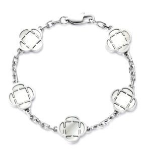 Moon Clover Stone Bracelet (Silver)