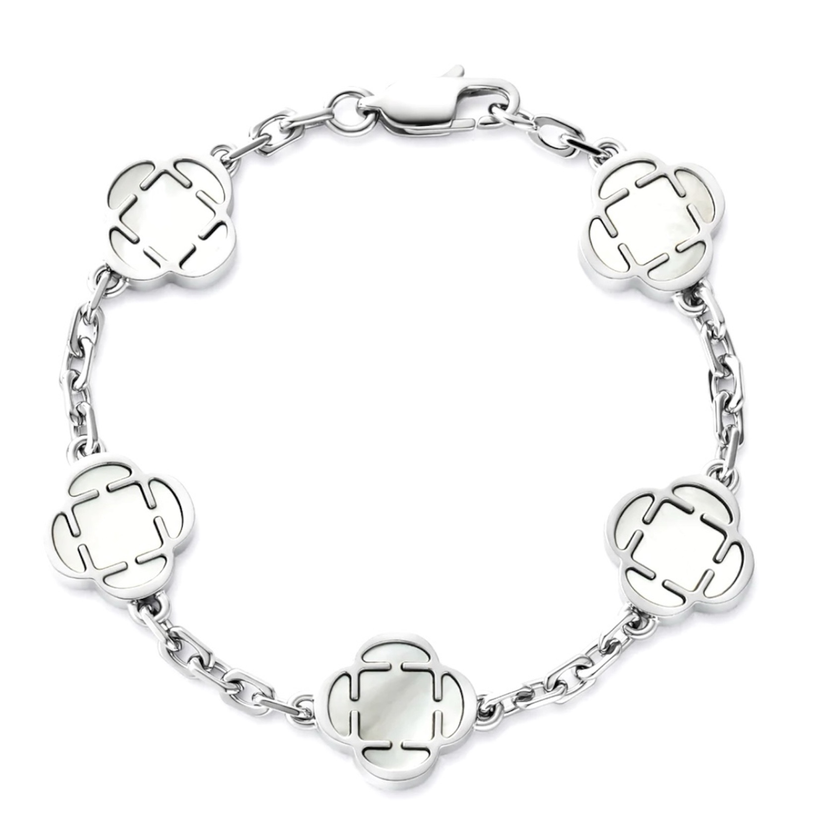 Moon Clover Stone Bracelet (Silver)